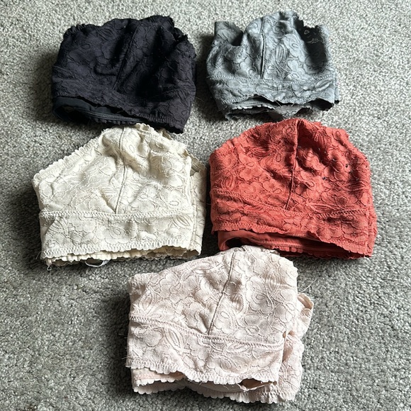 Five free people lace bras, size large- in pink, ivory, rust, black and gray - Picture 3 of 3